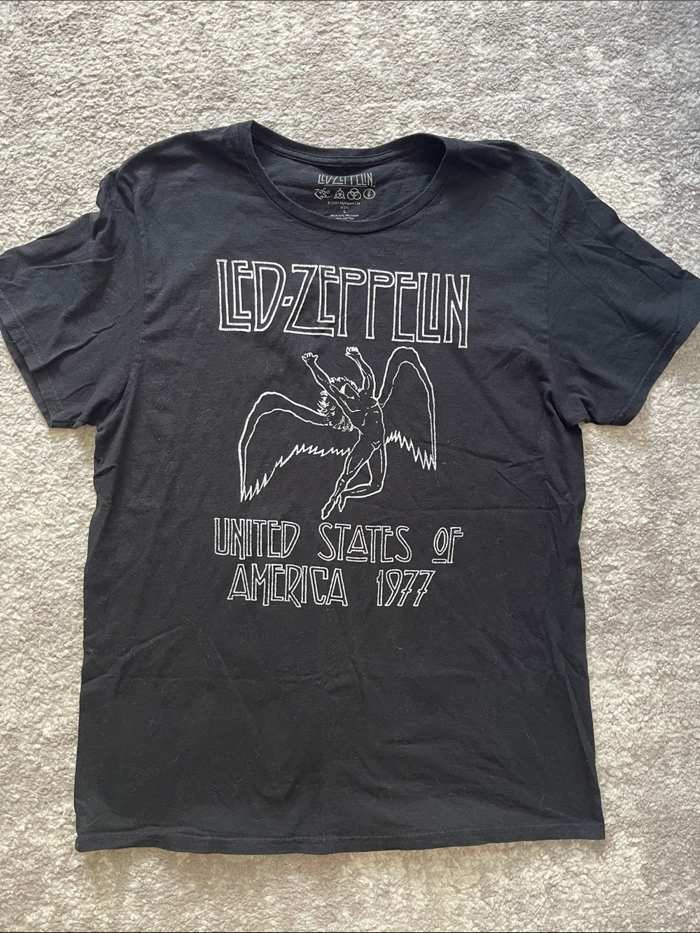 Black Led Zeppelin 1977 United States Tour Band Tee unisex Medium